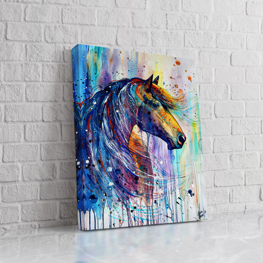 Caballo Acuarela Azul