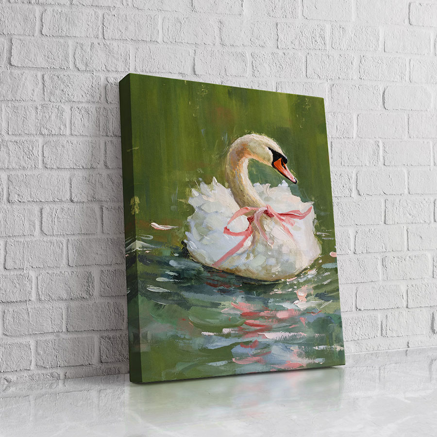 Cisne con Lazo Rosa