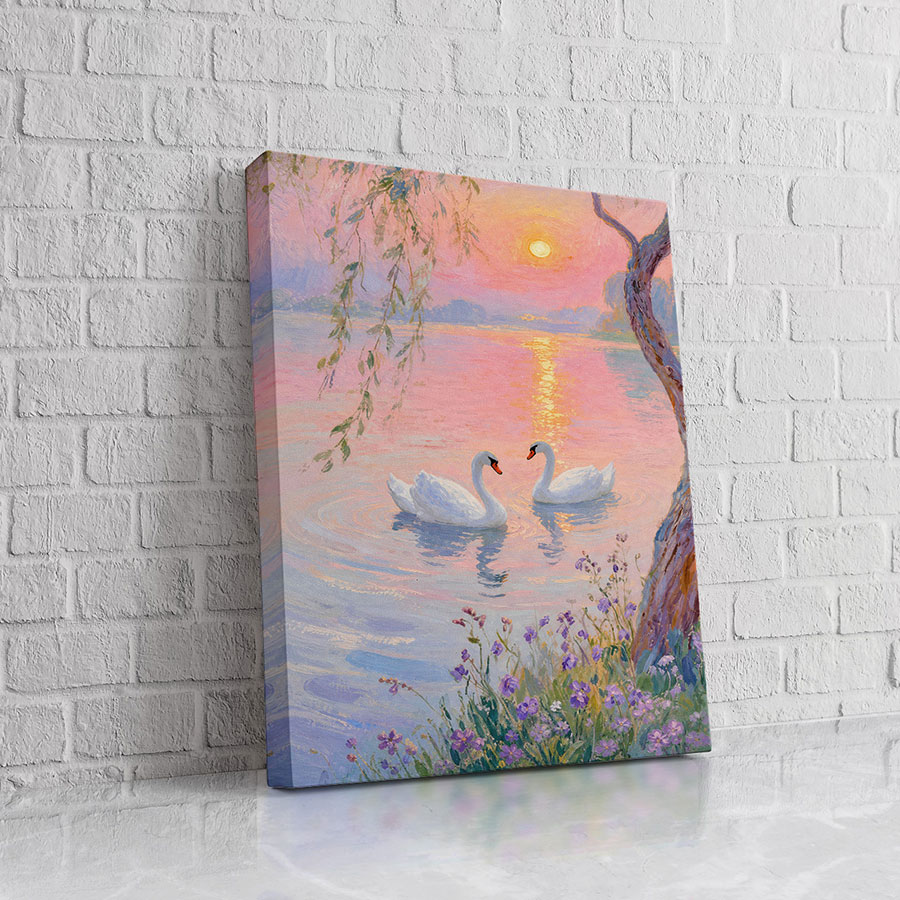 Cisnes Atardecer Pastel